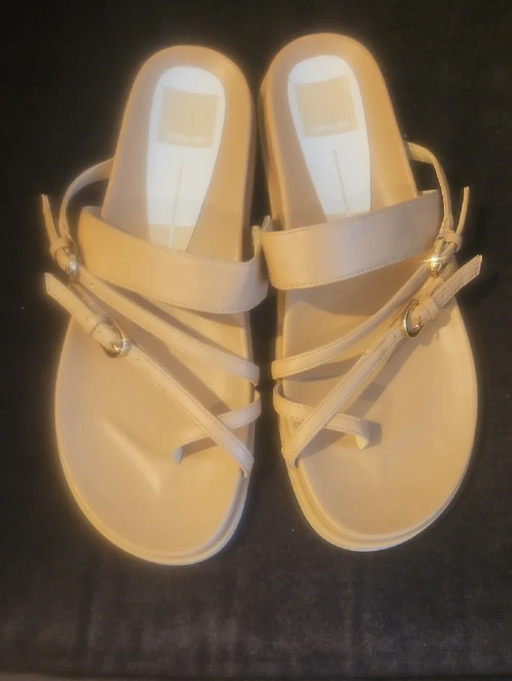 Dolce Vita Nude Beige Strappy Slide Sandals